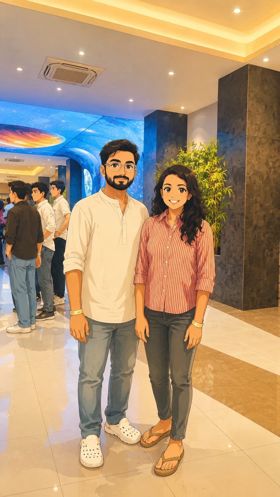 Chetan and Jasmine illustrated together